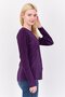 Women Keyhole Neck Stripe Long Sleeve Blouse, Purple - 4