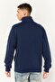 Men High Neck Long Sleeve Embroidered Logo Sweatshirt, Navy - 4