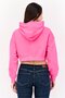 Women Graphic Print Long Sleeve Cropped Hoodie, Pink - 2