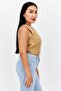 Women Round Neck Sleeveless Embroidered Tank Top, Olive - 4