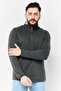 Men High Neck Heather Long Sleeve Sweatshirt, Charcoal