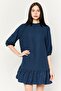 Women Checkered Mini Dress, Navy Blue