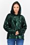Women Sequins Long Sleeve Hoodie, Green