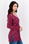 Women V Neck Long Sleeve Animal Print Tunic Top, Multicolor - 2