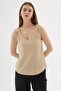V-Neck Blouse Beige - 3