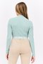 Women Mock Neck Long Sleeve Brand Logo Crop Top, Jade Green - 3