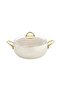 Caldora 22 cm Deep Granite Casserole Pot Non-Stick with Cream Gold Handle and Glass Lid - 4