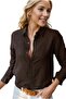 Women's Black Slim Fit Corduroy Regular Fit Shirt - 3