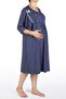 Navy Blue Maternity Tunic Nightgown Short Sleeve Lycra - 4