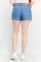 Women Washed Basic Denim Shorts, Blue - 2