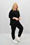 Women's Large Size Three Quarter Sleeve Elastic Leg Tracksuit Set 8185-25 - 4