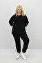 Women's Large Size Three Quarter Sleeve Elastic Leg Tracksuit Set 8185-25