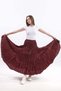 Women's Burgundy Imported Pleated Shiny Satin Crashed Bohemian Maxi Skirt High Waist Stylish and Comfortable Design