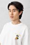 Pocket Printed Two Thread Fabric Cotton Oversize Men's T-Shirt - Ecru - 2