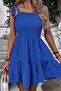 Cobalt Blue Flexible Frilly Skirt and Comfortable Strap Aerobin Summer Dress - 2