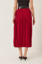 Women's Burgundy Double Belted Pleated Long Skirt with Slit Detail 7167 60283219 - 7