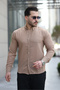 قميص رجالي فضفاض بأكمام طويلة مصنوع من القطن بنسبة 100% من نسيج Tan Basic - 2