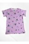 Girl's 100% Cotton Lilac Color Rabbit Patterned Short Sleeve Ribbed Seasonal Pajama Set - 3