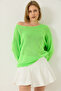 Women's Neon Green Boat Neck Knitwear Mercerized Basic Blouse 251014 60283138 - 3