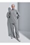 Comfortable Cut Double Knitwear Set with Sleeve Detail - Silver - Refka