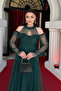 Tulle Fabric Ruffle Detail Design Dress - EMERALD GREEN - 3