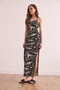 Women's Black Maxi Knitted Dress with Side Slits and Straps Elb- 19002377 - 3