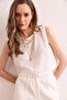 Women's White Flam Linen Crop Blouse Blz- 19002925