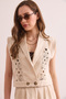 Women's Ecru Guipure Detailed Cotton Gabardine Vest Ylk- 19000063 - 6