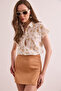 Women's Rose Beige Flared Linen Bat Shirt Gml- 19001317 - 4
