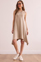 Women's Beige Soft Textured Sleeveless Bell Dress Elb- 19002376