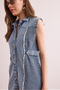 Women's Blue Color Detailed Denim Mini Shirt Dress Elb- 19002373 - 7