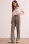 Women's Khaki Belted Pocket Elastic Back Gabardine Palazzo Trousers Pnt- 19000327