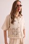 Women's Ecru Single Pocket Guipure Detailed Cotton Gabardine Shirt Gml- 19001318