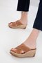Tan Genuine Leather Women's Wedge Heeled Shoes 20536 - 4