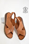 Tan Genuine Leather Women's Sandals 20539 - 5