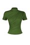 Olive Green Draped Detail Fitted/Body-Hugging Short Sleeve Mock Neck Stretchy Knit Blouse TWOSS24BZ00426 - 7