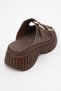 JOANES Brown Skin Genuine Leather Double Banded Women's Wedge Sole Slippers - 5