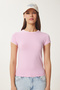 Women's Pink Bone Contrast Color Knitted T-Shirt Ub00369 - 4