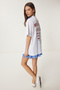 Women's White Oversize Printed Cotton Knitted T-Shirt Ub00371 - 2