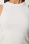 Women's Ecru Bead Detailed Halter Neck Knitted Tank Top Jf00004 - 4