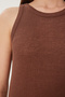 Women's Brown Basic Ribbed Midi Knitted Dress Wo00049 - 4
