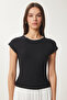 Women's Black Contrast Stripe Knitted Blouse Fw00006 - 3
