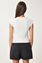 Women's Bone Padded Asymmetrical Knitted Blouse Cr00480 - 6