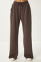 Women's Brown Wide Leg Modal Sweatpants Ub00361 - 4