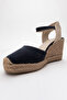 Si̇nta Denim Blue Suede Leather Women's Heeled Sandals - 4