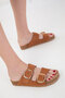 Tan Genuine Leather Women's Slippers 20527 - 2