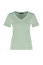 Pembe-Mint %100 Pamuk 2'li Paket Basic V Yaka Örme T-Shirt TWOSS23TS00002 - 13