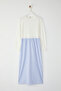 Blue Striped Woven Fabric Skirted Single Jersey Knitted Dress Tctss25Eb00146 - 5