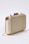 Altın Simli Abiye Kadın Şık Mini Boy Clutch El Çantası TAKSS25OC00065 - 4