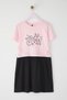 Powder Female Child 100% Cotton Slogan Printed Short-Sleeve Mini Knitted Dress Tkdss25El00089
